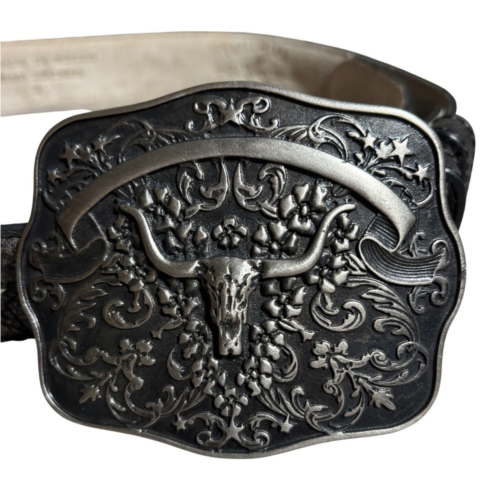 Idyllwind Miranda Lambert Black Leather Western Steer Skull Star Belt S Cowgirl